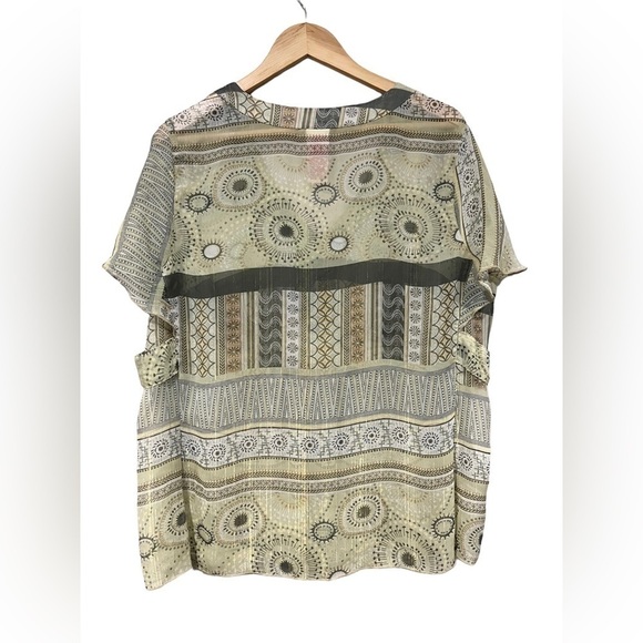 Vintage Faded Glory Sheer Green All Over Print Baby Doll Top Size 18/20 90s Y2k - Picture 3 of 7